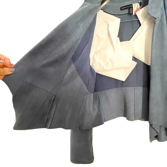 WHBM Soft Blue Drop-Front Suede Jacket Size Large Petite ❄️💙 - Picture 11 of 16